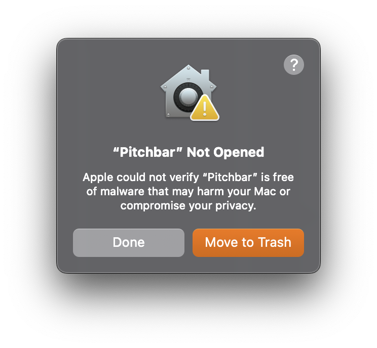 macOS Gatekeeper warning