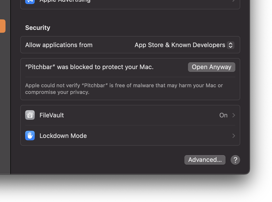 macOS Gatekeeper warning